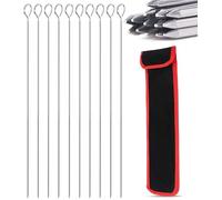 Brochetas 10 brochetas for barbacoa de 36/40 cm, tenedores planos acero inoxidable, reutilizables, for asar a la parrilla, for picnic al aire libre(B2-36cm BBQ skewers)