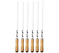 Brochetas de acero para cocina, pinchos de metal reutilizables - Juego de 6 pinchos planos de acero inoxidable reutilizables para exterior carne verdura cocina gambas