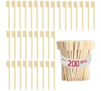 Brochetas de Bambú para Barbacoa.200 Piezas Pinchos Palillos de Bambú Madera Parrilla Palos Pincho Brochetas Ecológicas para Barbacoas, Verduras, Frutas, Fiestas Familiares (200PCS 9CM)