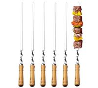 Brochetas de barbacoa de acero inoxidable con mango resistente al calor, pinchos planos para kebabs para playa, , jardín, cena familiar, pollo, camarones, repollo, carne de