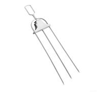 Brochetas de barbacoa de tres puntas de acero inoxidable con varilla de empuje para asar carne y verduras, juego resistente de 15 pulgadas (1 tenedor de parrilla)