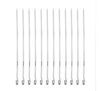 Brochetas de barbacoa para kebab, 40 cm, pinchos largos y planos de acero inoxidable, palitos de metal reutilizables para carne, camarones, pollo, verduras, paquete de 12