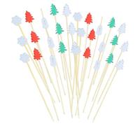 Brochetas de cóctel navideño, selecciones de cóctel de frutas navideñas | Brochetas de dulces navideños - Palillos de dientes para fiesta de 4,7 pulgadas, 100 selecciones para aperitivos, árboles de N