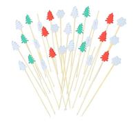 Brochetas de cóctel navideño, selecciones de cóctel de frutas navideñas | Brochetas de dulces navideños,Palillos de dientes para fiesta de 4,7 pulgadas, 100 selecciones para aperitivos, árboles de