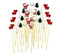 Brochetas de cóctel navideño, selecciones de cóctel de frutas navideñas - Selecciones de cócteles navideños - 100 X palos de madera, selecciones de aperitivos de 4,7 pulgadas, suministros para