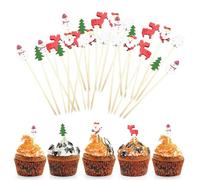 Brochetas de cóctel navideño, selecciones de cóctel de frutas navideñas,Selecciones de comida navideña | Palillos de dientes para fiesta de 4,7 pulgadas, 100 selecciones para aperitivos, árboles de Na