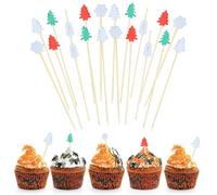Brochetas de cóctel navideño, selecciones de cóctel de frutas navideñas, Selecciones de frutas navideñas, Palillos de dientes para fiesta de 4,7 pulgadas, 100 selecciones para aperitivos, árboles de N