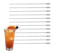 Brochetas De Cóctel Para Bebidas,Brocheta Acero Inoxidable 12 Piezas | Palillos Decorativos Metálicos De Cóctel - Palillos Aceitunas Fruta Queso Snacks Postres Sushi Ensaladas Vasos Buffet Vacaciones