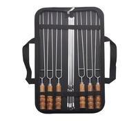Brochetas de metal, 10 unidades de brochetas de acero inoxidable para barbacoa y kebab, accesorios reutilizables para barbacoa pinchos para carne y mariscos