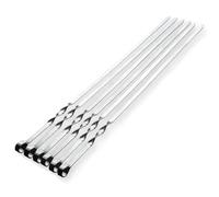 Brochetas de Metal 6 uds ancho plano de acero inoxidable brocheta for barbacoa palos for tenedor al aire libre Camping Picnic utensilio cocina(6PCS-40CM)