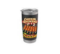 Brochetas de Pollo Parrilla Comida Callejera Tailandia Vaso térmico de acero inoxidable de doble pared