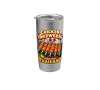 Brochetas de Pollo Parrilla Comida Callejera Tailandia Vaso térmico de acero inoxidable de doble pared
