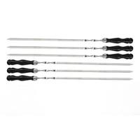 Brochetas largas para barbacoa de acero inoxidable de 60 cm, brochetas largas para carne, verduras, barbacoas, accesorios para barbacoa de acero inoxidable (6 unidades con mango de madera)