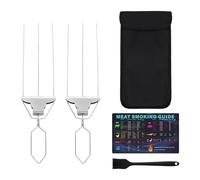 Brochetas para barbacoa,3 Puntas Reutilizable Con Deslizador Plano De Empuje - Brochetas de carne y verduras a la parrilla - Para Camping Senderismo Mochileros Picnic Jardín Y Patio