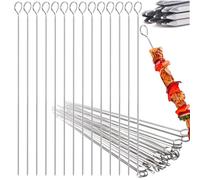 Brochetas para barbacoa, 30 unidades, 36 cm x 2,5 mm, cuadradas de acero inoxidable, brochetas largas, brochetas de carne, para fogatas o bandeja de barbacoa