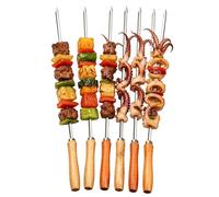 Brochetas para barbacoa, 6 pinchos de carne para barbacoa, pinchos reutilizables de verduras | en casa y patio, restaurantes, patios, terrazas, , jardín, al aire libre, picnics y