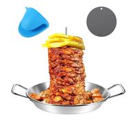 Brochetas verticales de acero inoxidable para barbacoa, brochetas de barbacoa verticales, brochetas para pastor, 3 puntas extraíbles, brochetas brasileñas para platos de barbacoa