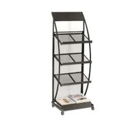 Brochure Display Stand Revistero de suelo for oficinas y recepciones, expositor de folletos con 4 ruedas universales.
