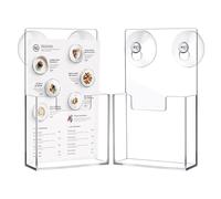 Brochure Holder Stand - 2 Piece Wall Mounted Suction Cup Literature Display, Acrylic Pamphlet Organizer | Durable Document Holder For Office Store Commercial Residential Use, Easy Installation Wall