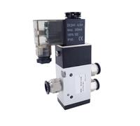 BRODEFUP Válvulas 3V110-06, 3V210-08, 3V310-10 y 3V410-15 con Conector de Manguera de 4 mm, 6 mm, 8 mm, 10 mm y 12 mm, electroválvula de 3/2 vías, 12 V, 24 V y 220 V(3V310-10,DC12V_with 4MM Fittings)
