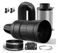 Brogachy Juego de ventilación, 100 mm ventilador de tubo, con regulador de velocidad, filtro de carbón activo, manguera de aire, manguito de goma, sistema de ventilación para armario de cultivo.