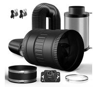 Brogachy Juego de ventilación, 150 mm ventilador de tubo, con regulador de velocidad, filtro de carbón activo, manguera de aire, manguito de goma, sistema de ventilación para armario de cultivo