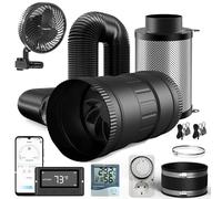 Brogachy Kit de ventilación,100mm Extractor de Aire con controlador wifi app,ventilador Clipable 10W, filtro de carbón activado, tubo de escape, manguito de goma, sistema de ventilación.