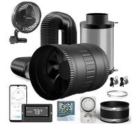Brogachy Kit de ventilación,150mm Extractor de Aire regulador con controlador wifi app,ventilador Clipable 10W, filtro de carbón activado, tubo de escape, manguito de goma, sistema de ventilación