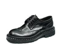 Brogues Vintage de Cuero Genuino Hechos a Mano para Hombre Derbys Formales Zapatos Bajos con Cordones,Negro,44