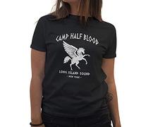 BroiderStudio Camp Half-Blood Percy Jackson Inspired PJO Heroes of Olympus Camiseta de Mujer Negra Size