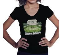BroiderStudio Drain The Swamp antitrump Fun Memorial Pool Camisa Negra de Cuello en V para Mujer Size L
