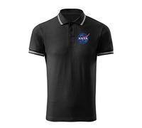 BroiderStudio NASA Vintage Black Embroidered Design Original Logo Polo Shirt Premium Class Men Size S