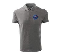 BroiderStudio NASA Vintage Grey Embroidered Design Original Logo Polo Pique Shirt Premium Class Men Size XXL