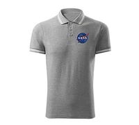 BroiderStudio NASA Vintage Grey Grey Embroidered Design Original Logo Polo Shirt Premium Class Men Size XXL