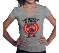 BroiderStudio This Is The Ass of A Killer Freddy Camisa Gris de Cuello en V para Mujer Size XL