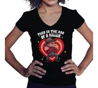 BroiderStudio This Is The Ass of A Killer Freddy Camisa Negra de Cuello en V para Mujer Size XXL