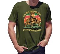 BroiderStudio Why Don't You Knock It Off with Them Negative Waves Camiseta Verde Militar para Hombre Size M