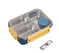 BROIEEN Escentio Lunch Box, Escentio Stainless Steel Lunch Box, Stainless Steel Bento Box Adult Lunch Box, Portable Adult Bento Boxwith Divided Compartments (Yellow,3 Grid)