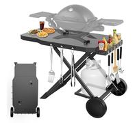 Broil-X Carrito de parrilla para Weber Q1200, Q1000, Q2200, Q2400, soporte portátil para parrillas Blackstone de 17 y 22 pulgadas, carrito de parrilla plegable para hornos de pizza con estante para