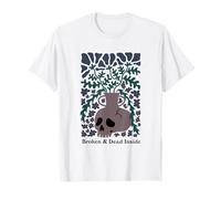 Broken and Dead Inside Dark Floral Skull Camiseta