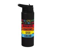Broken Crayons Still Color Men Women Mental Health Awareness Stainless Steel Insulated Water Bottle
