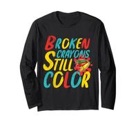 Broken Crayons Still Color Mental Health Awareness Gifts Manga Larga