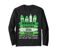 Broken Crayons Still Color Women Men Mental Health Awareness Manga Larga