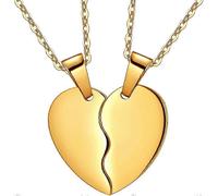 Broken Heart Necklace Women Men 316L Stainless Steel Best Friend BFF Foever Pendant 18k Gold/Rose Gold Plated Two Half Hearts Pendants Lover Couples J