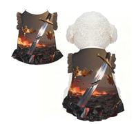 Broken Sword Crown L - Ropa para mascotas para perros pequeños, bonito traje de verano para cachorros, ropa suave y transpirable para mascotas para gatos