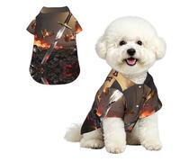 Broken Sword Crown XL - Camisa hawaiana para perros pequeños, bonito traje de playa de verano para cachorros, ropa de gato suave y transpirable con botones