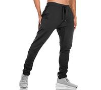 BROKIG - Pantalones de Deporte para Hombre, Corte Ajustado, con Bolsillos Dobles (Negro,XL)