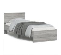Brokky Cama 90x190 con cabecero y Luces LED Estructura Cama de Madera Cama Matrimonio con somier y Base Cama Juvenil-Gris sonoma-90 x 190 cm