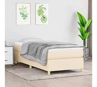 Brokky Cama Box Spring con colchón Estructura Cama Muebles de Dormitorio Tela Color Crema 100x200 cm