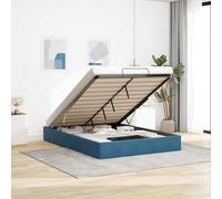 Brokky Cama tapizada 140x190 cm Cama Canape 140x190 cm Cama Doble con canapé, con somier y Base, Cama Juvenil-Azul oscuro-140 x 190 cm